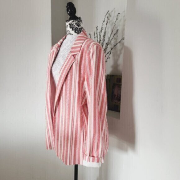 Blazer Jacket Summer Nautical Size 16+  Red White Stripe - Picture 8 of 12